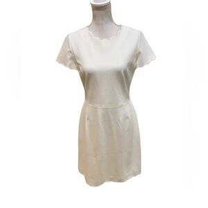 NWT brooks brothers off white Ponte knit scalloped hems & neckline size medium